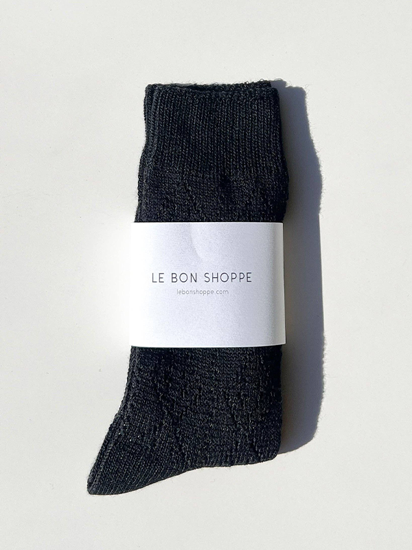 Modal Eyelet Socks: Jet Black