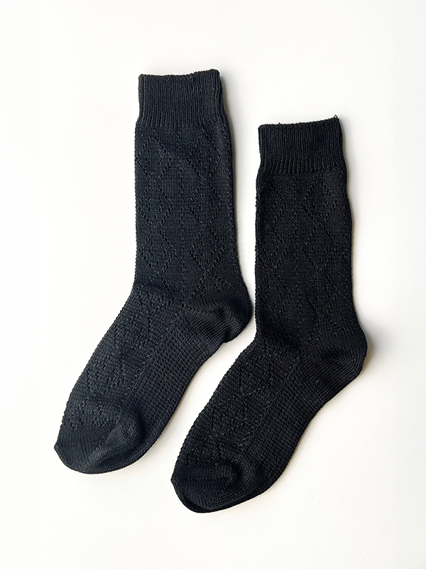 Modal Eyelet Socks: Jet Black