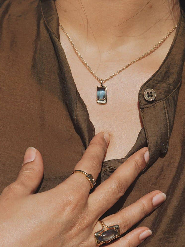 Foster Necklace: Gold Plated (Blue)