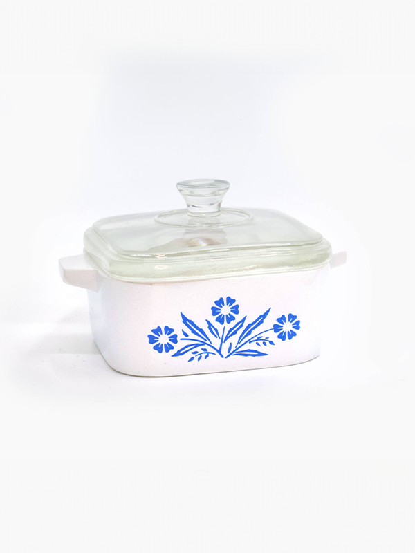 Mini Corningware-Inspired Casserole Trinket Box: Cornflower