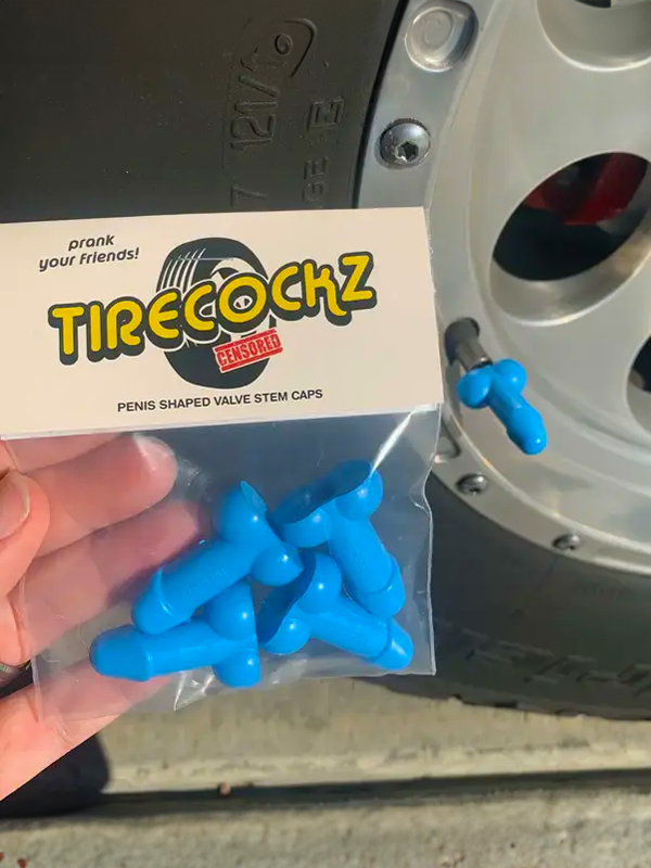 TireCockz Weenie Shaped Valve Stem Caps: Blue