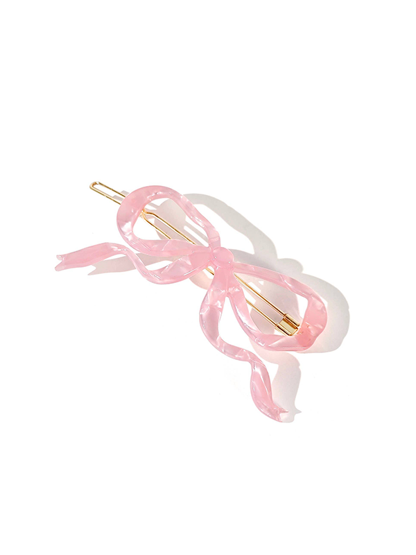 Ribbon Bow Clip: Pink