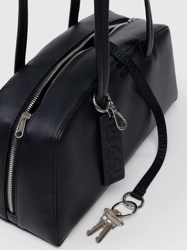 Recycled Leather Bowler Bag: Black (FINAL SALE)