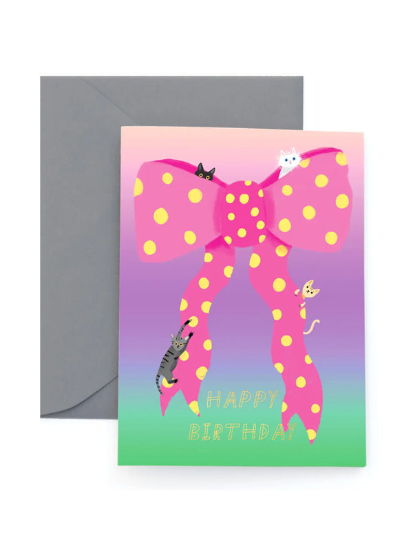 Ribbon and Cats Birthday Card