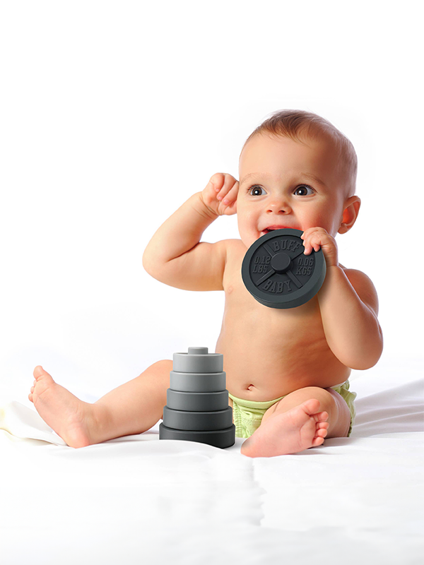 Buff Baby Weight Plate Stacking Toy and Teether