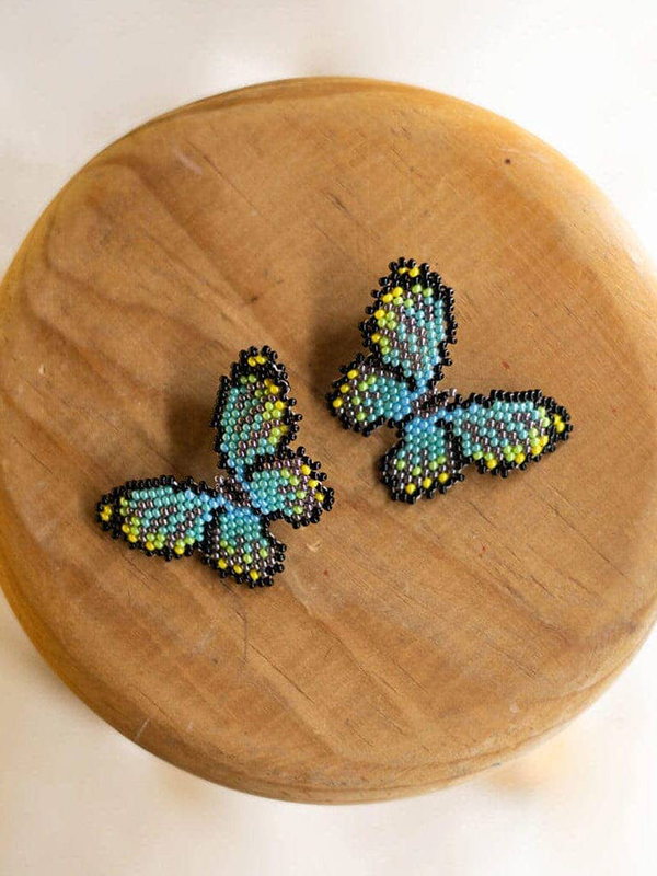 Beaded Butterfly Earrings: Chrysalis