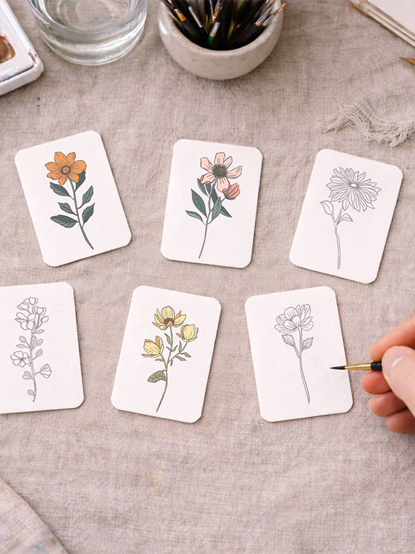 Paintable Watercolor Card Deck: Summer Flowers