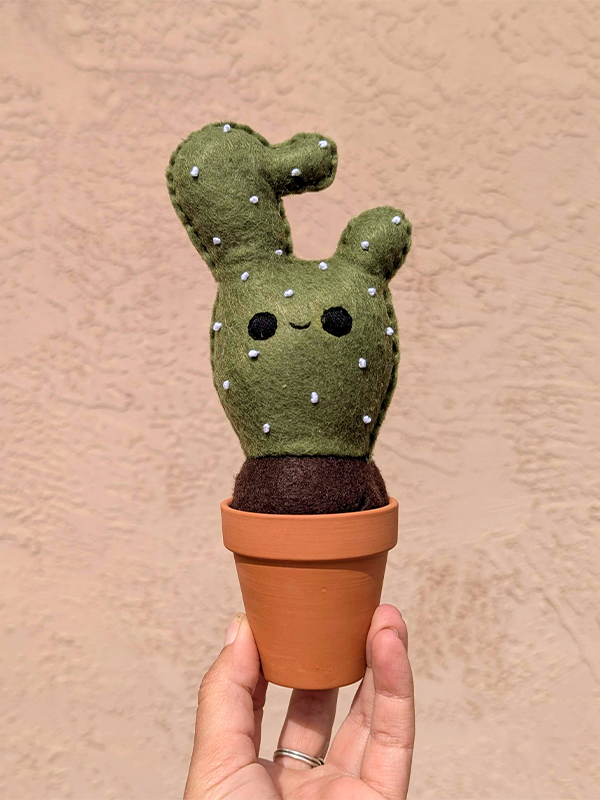 Handmade Felt Cactus in Terracotta Pot