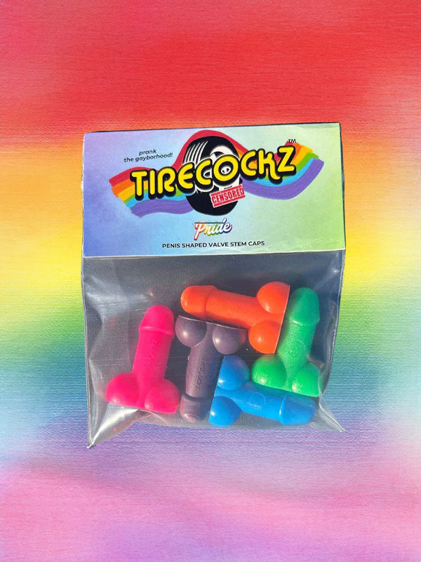 TireCockz Weenie Shaped Valve Stem Caps: Pride Edition
