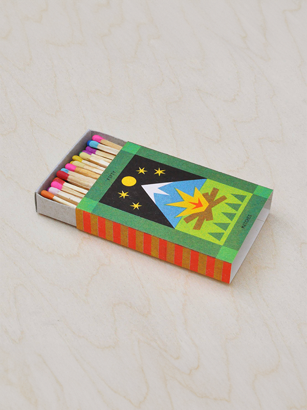 Risograph Printed Matchbox: Campfire