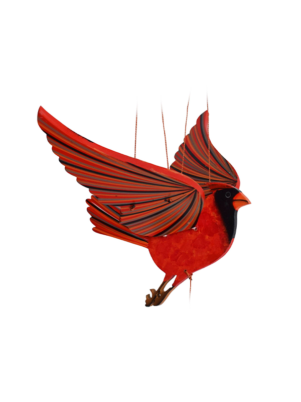 Cardinal Bird Flying Mobile