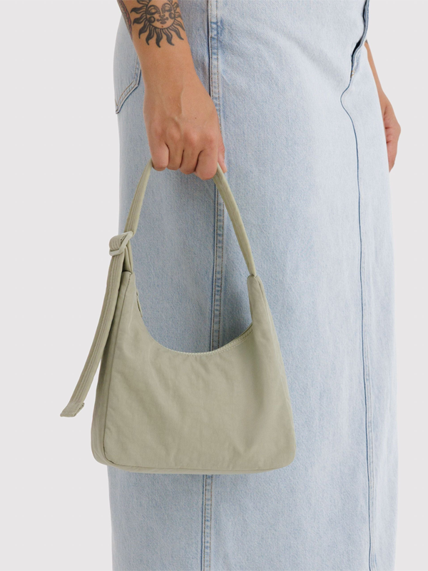 Mini Nylon Shoulder Bag: Celadon