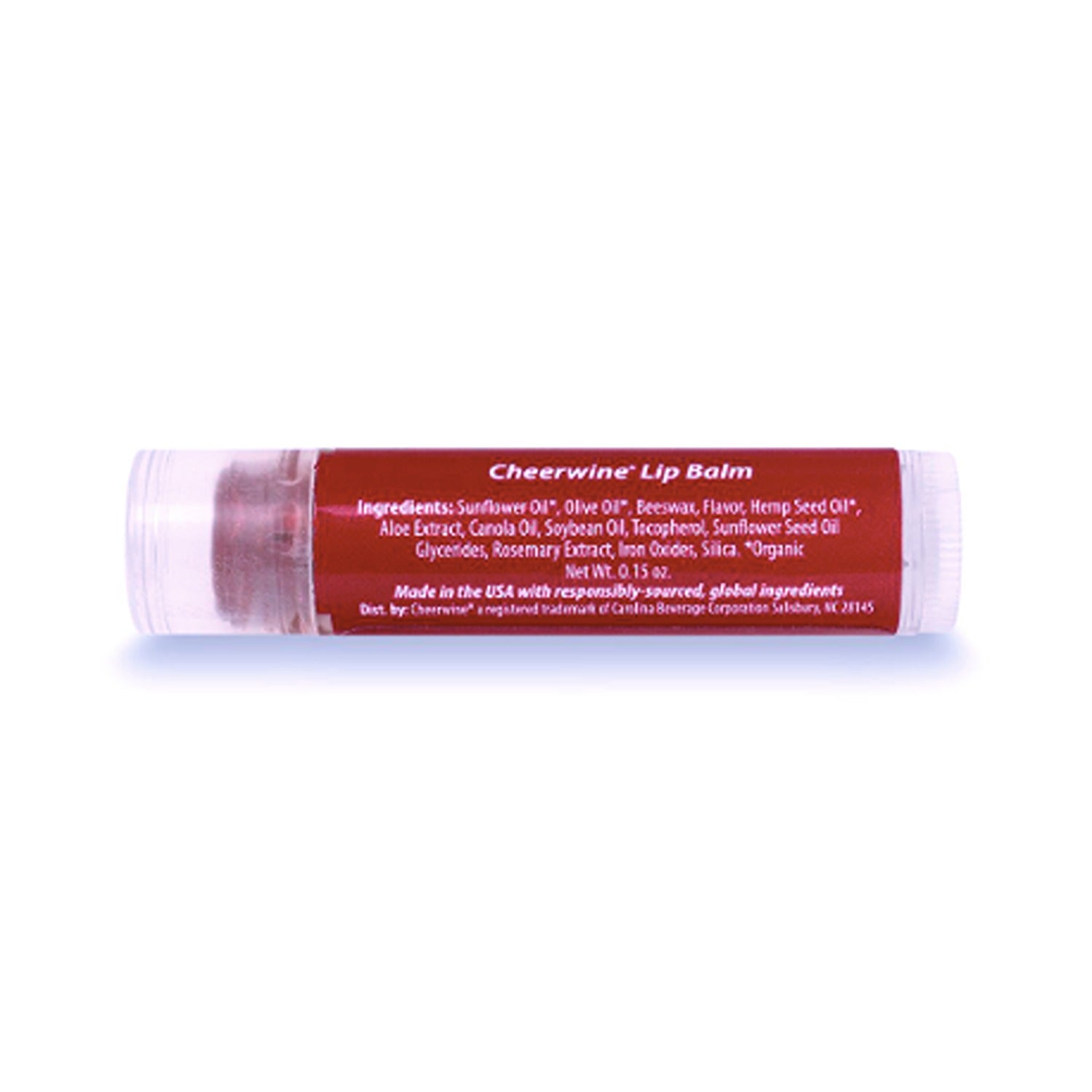 Cheerwine flavored lip balm with a sweet, cherry taste, providing moisturizing care for your lips while offering a fun, nostalgic flavor.