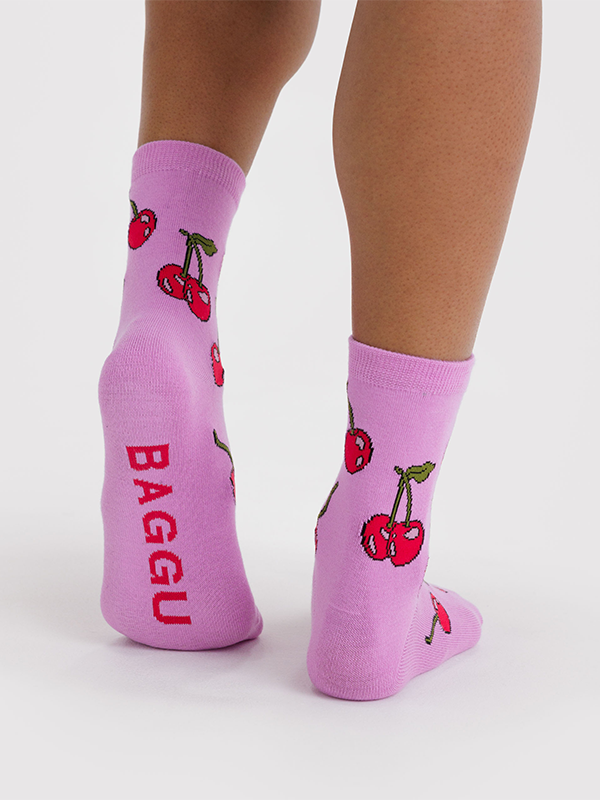 Baggu Crew Sock: Cherries
