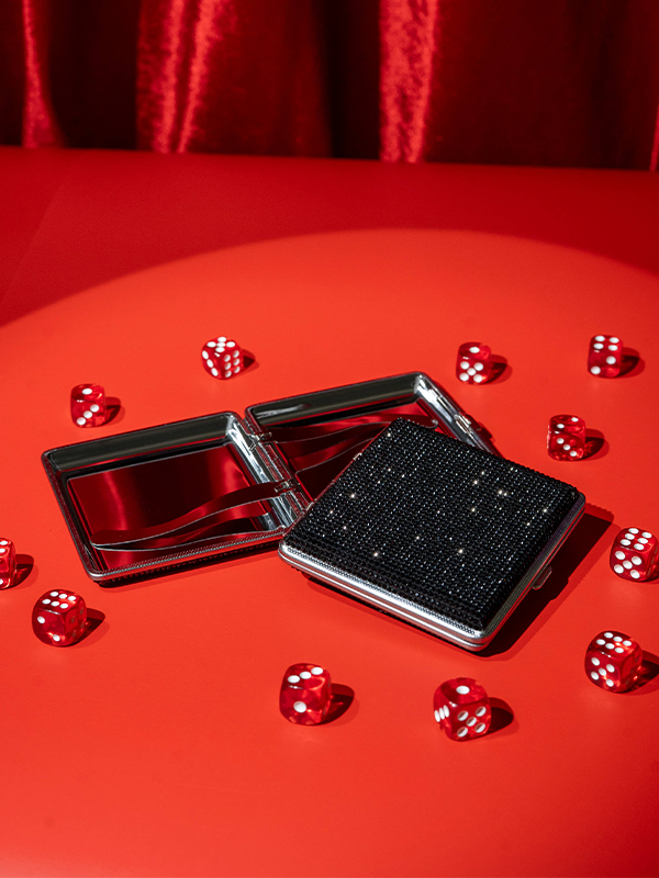 Rhinestone Cig Case: Black