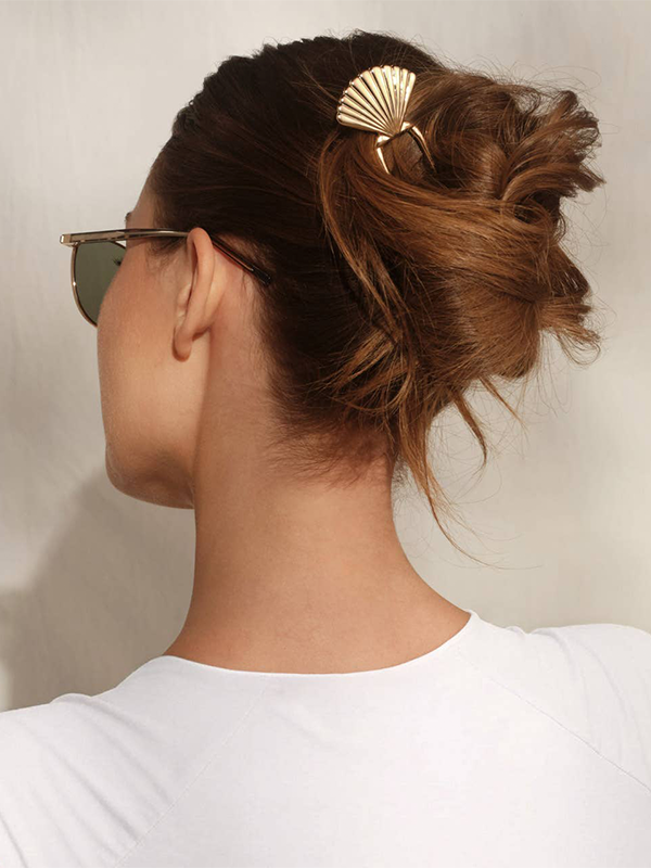 Metal Clam Shell French Hair Pin: Gold