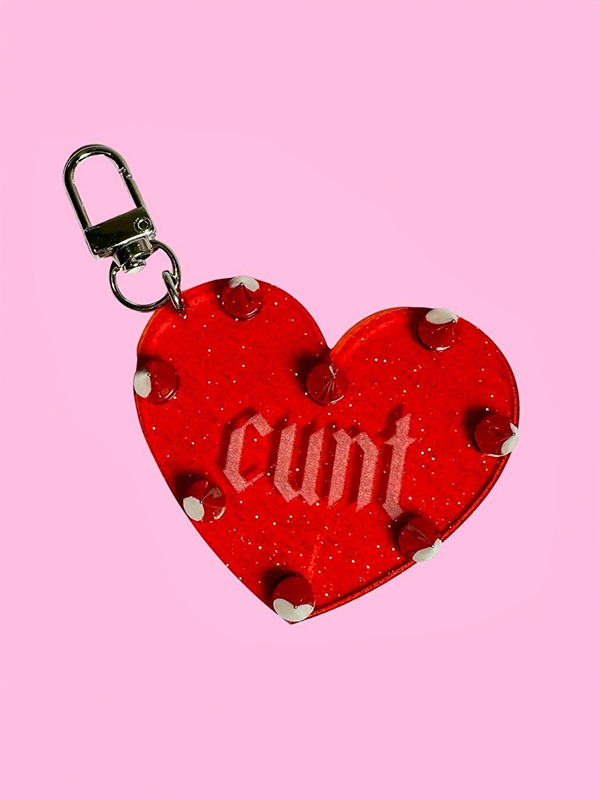 C*nt Studded Bag Charm: Red Glitter