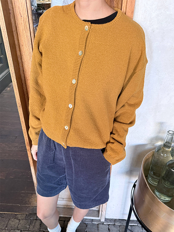 Cotton Leila Cardigan: Dijon