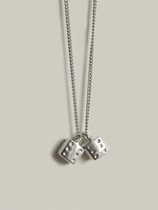Double Dice Necklace: Sterling Silver