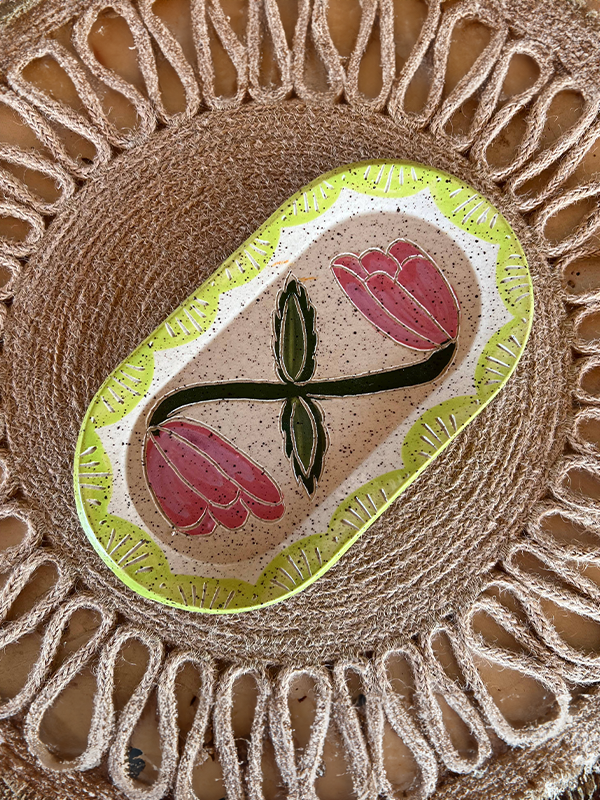Zig-Zag Floral Ceramic Dish