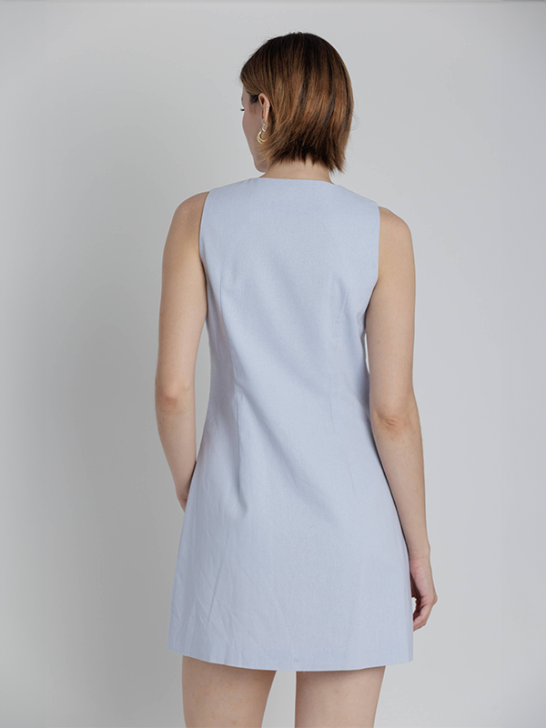 Scallop Edge Mini Dress: Blue