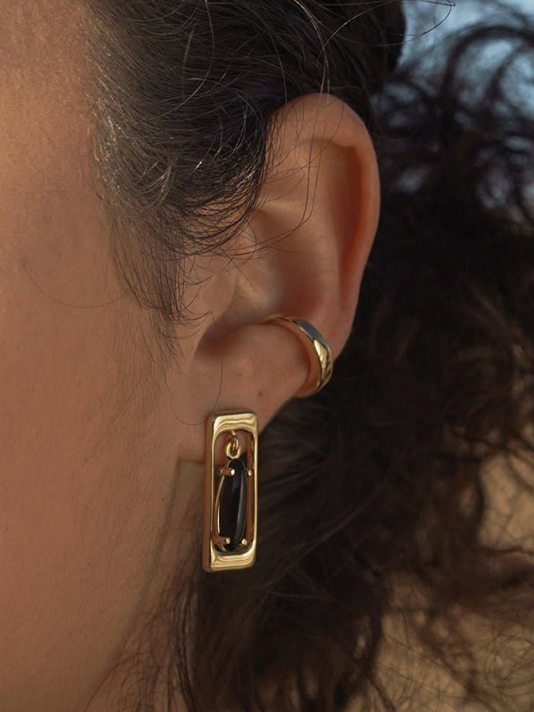 Concord Earrings: Gold Plated (Black)