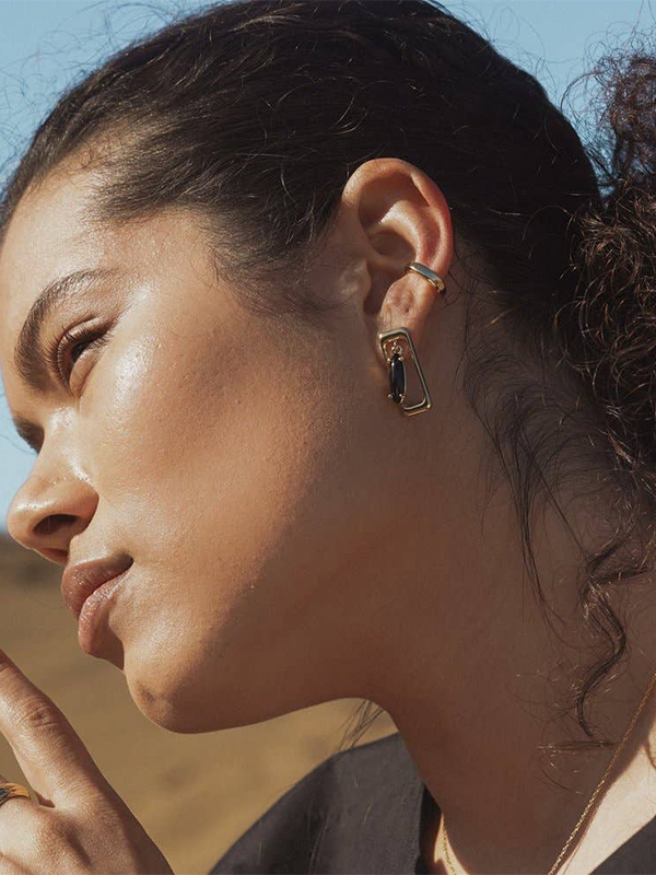 Concord Earrings: Gold Plated (Black)