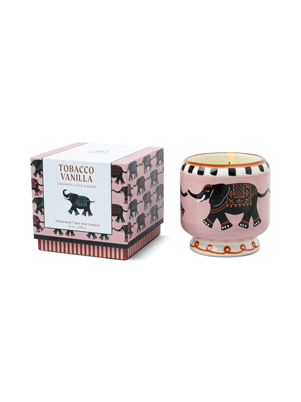 A Dopo Hand Painted Candle: Tobacco & Vanilla (Elephant)