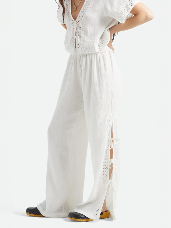 Seaside Eyelet Wide Leg Pant: Off White (FINAL SALE)