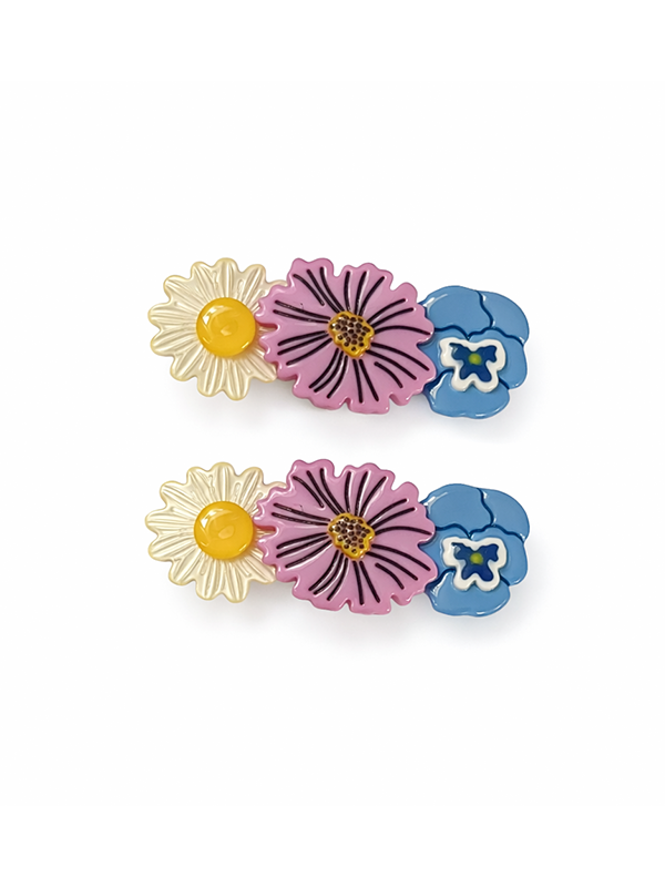 Heirloom Garden Mix Barrettes: Set of 2