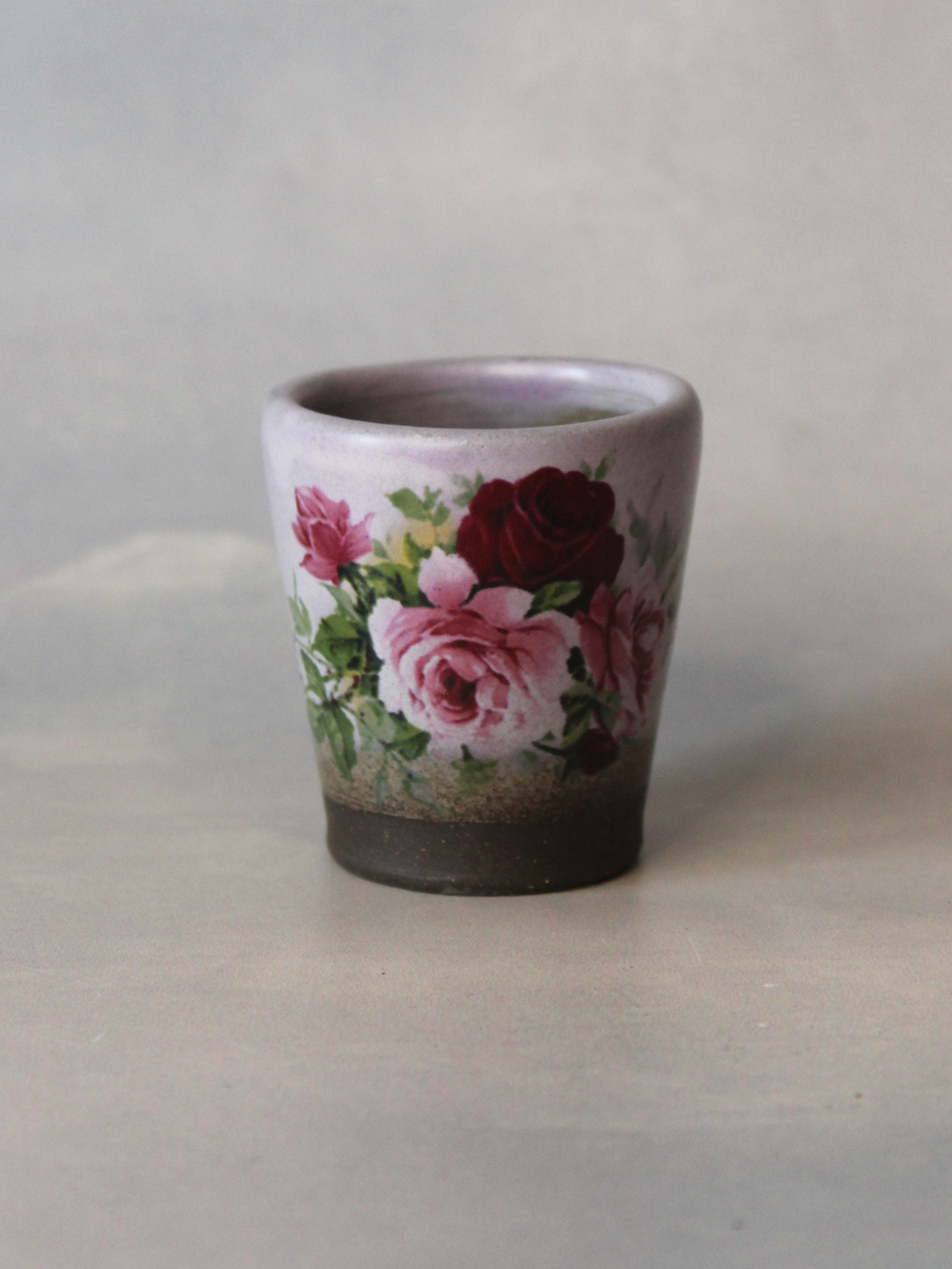 Shot Glass: Pink & Red Floral (Lavender)