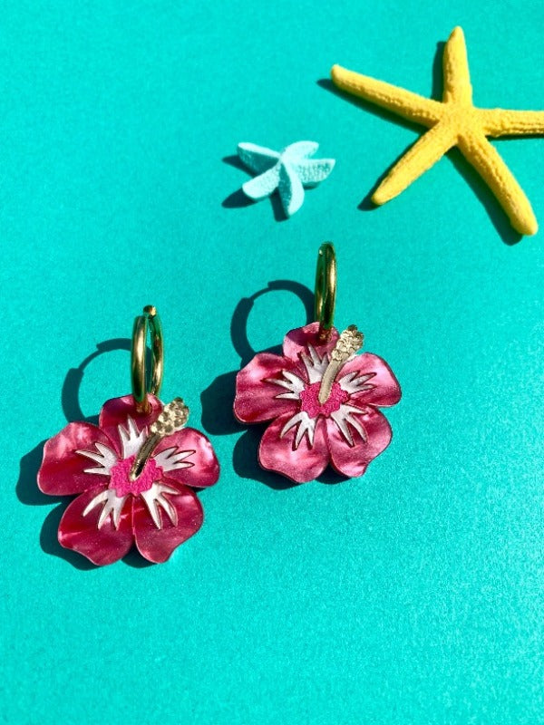 Hibiscus Flower Earrings