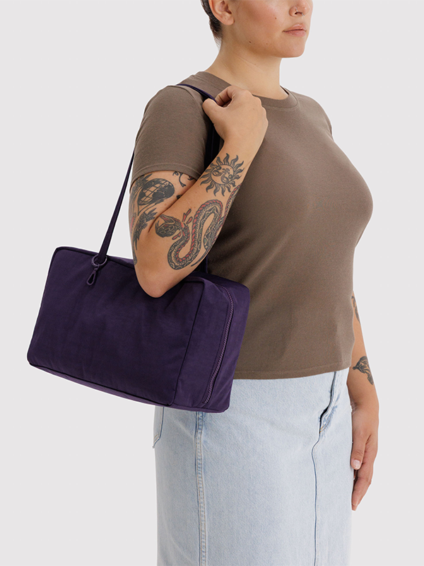 Medium Nylon Bowler Bag: Fig