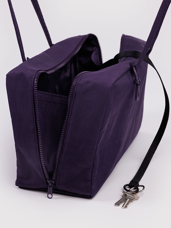 Medium Nylon Bowler Bag: Fig