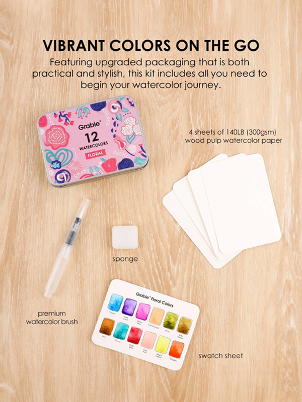 Watercolor Pocket Set with Brush: Floral Colors