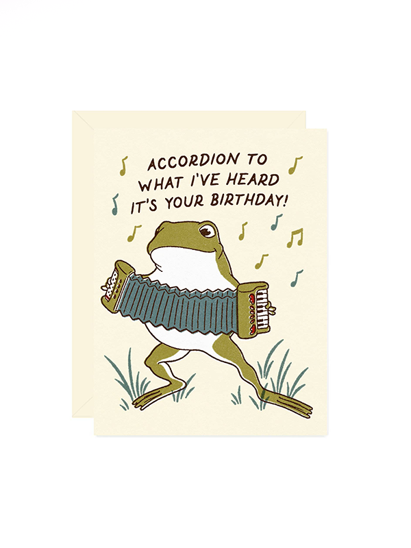 Accordion Frog Birthday Card