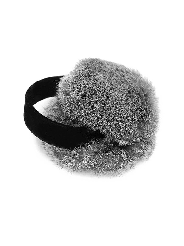 Rabbit Fur Earmuffs with Velvet Band: Assorted