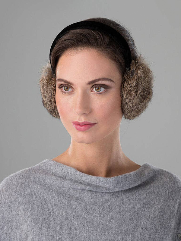 Rabbit Fur Earmuffs with Velvet Band: Assorted