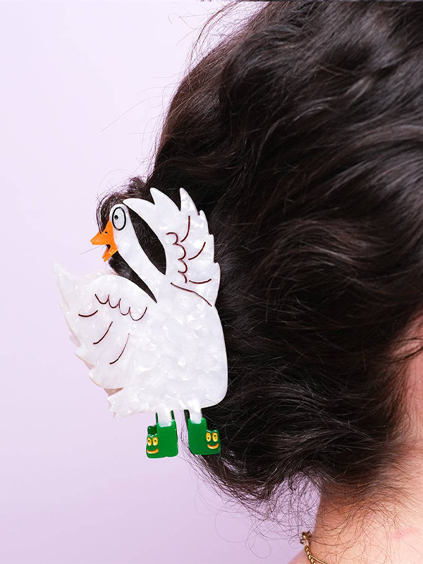 Silly Goose in Boots Hair Claw