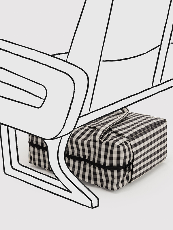 Small Cloud Carry-On: Black and Cream Gingham