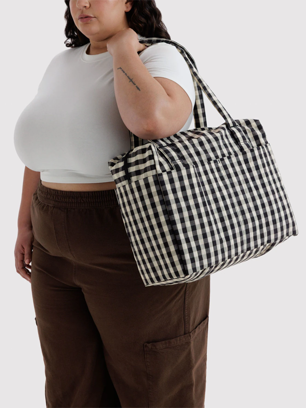 Small Cloud Carry-On: Black and Cream Gingham