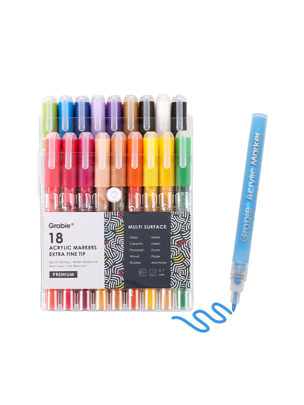 Extra Fine Tip Acrylic Paint Markers: Set of 18