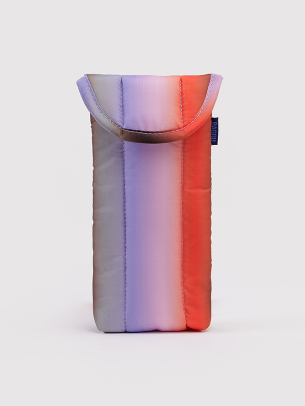 Puffy Glasses Sleeve: Gradient Stripe Poppy & Lilac