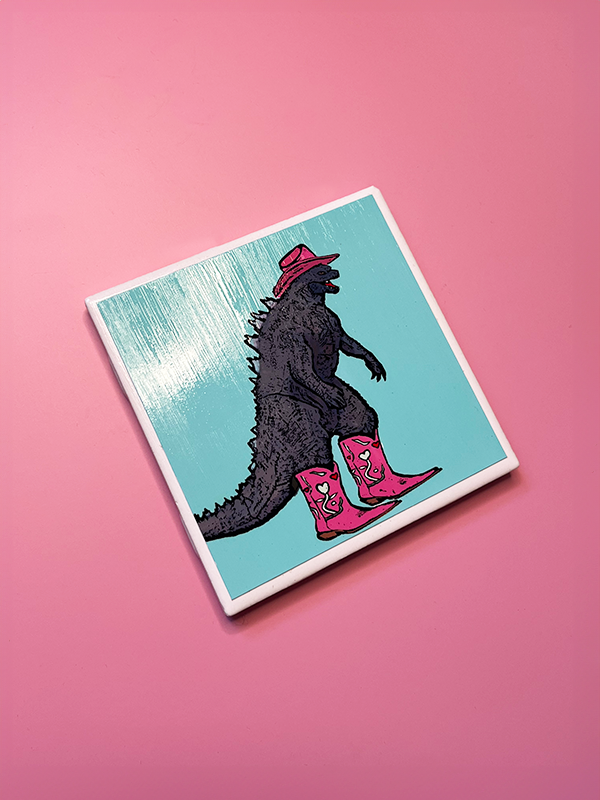 Pop Art Coaster: Pink Pony Godzilla