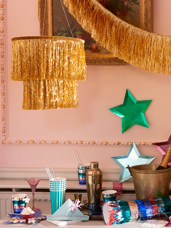 Gold Tinsel Chandelier
