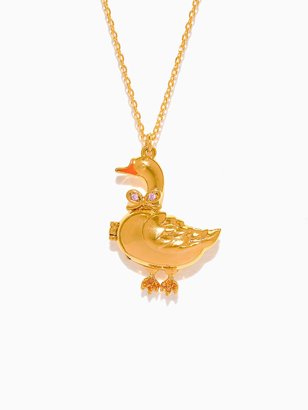 Mother Goose Locket Necklace: Gold