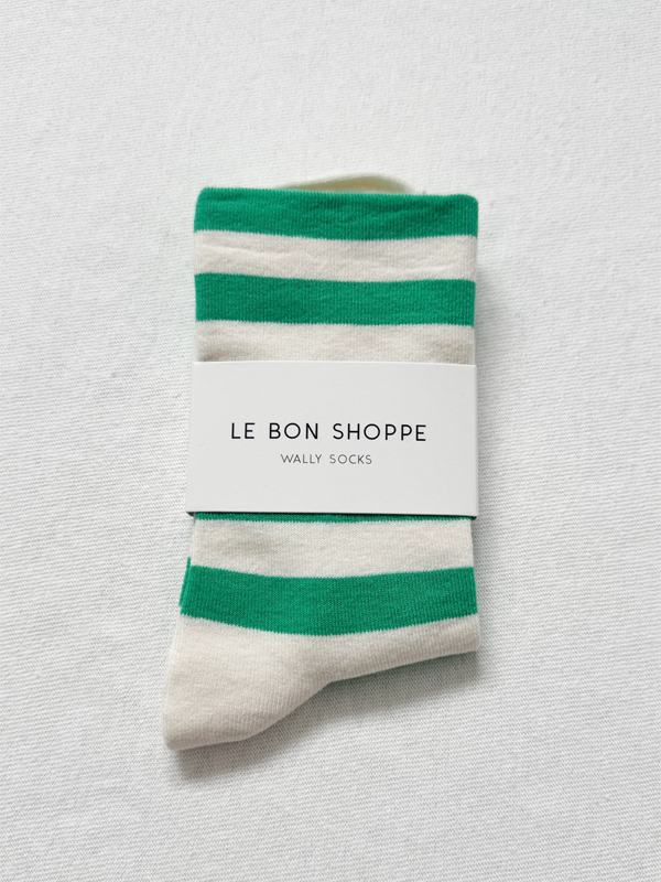Wally Socks: Wide Green Stripe