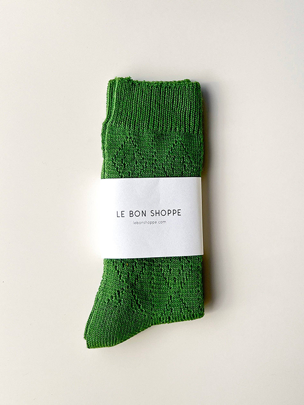 Modal Eyelet Socks: Palm Green