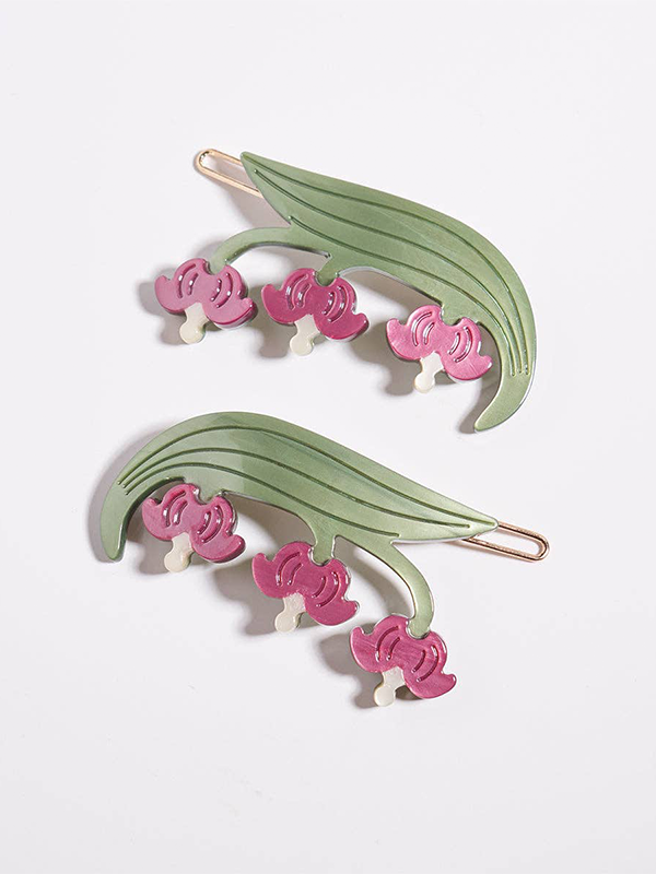 Bleeding Heart Barrettes: Set of 2