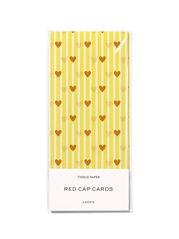 Tissue Paper: Gold and Yellow Hearts (5 Sheets)